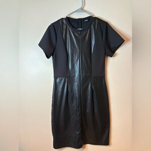 STYLEWE Black Faux Leather Midi Dress